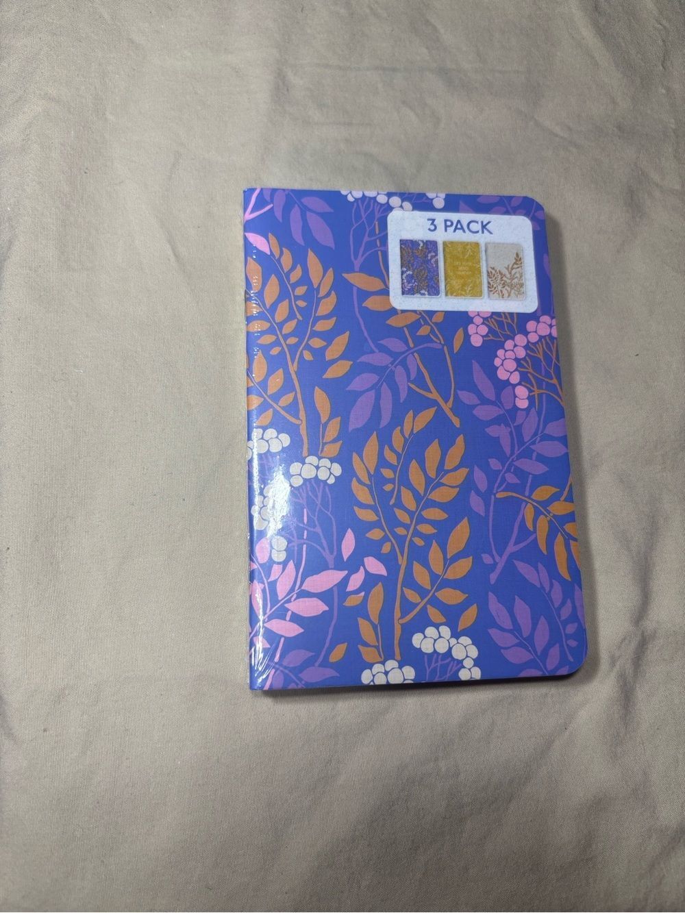 New Floral Pattern Notebooks Set of 3 - Purple & Gold Journal Diary